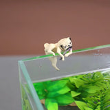 1PCS Cute Simulation Pug Dog Miniature Figurine Fish Tank Edge Hanging Decoration Ornaments Aquarium Pendant Doll Accessories