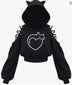 Gothic Cat Ear Crop Top Hoodie