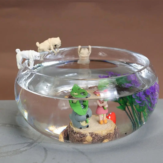 1PCS Cute Simulation Pug Dog Miniature Figurine Fish Tank Edge Hanging Decoration Ornaments Aquarium Pendant Doll Accessories