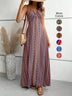 Boho Pattern Backless Split Maxi Dress
