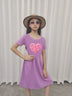Girls Cute Cat Print Pink Dress