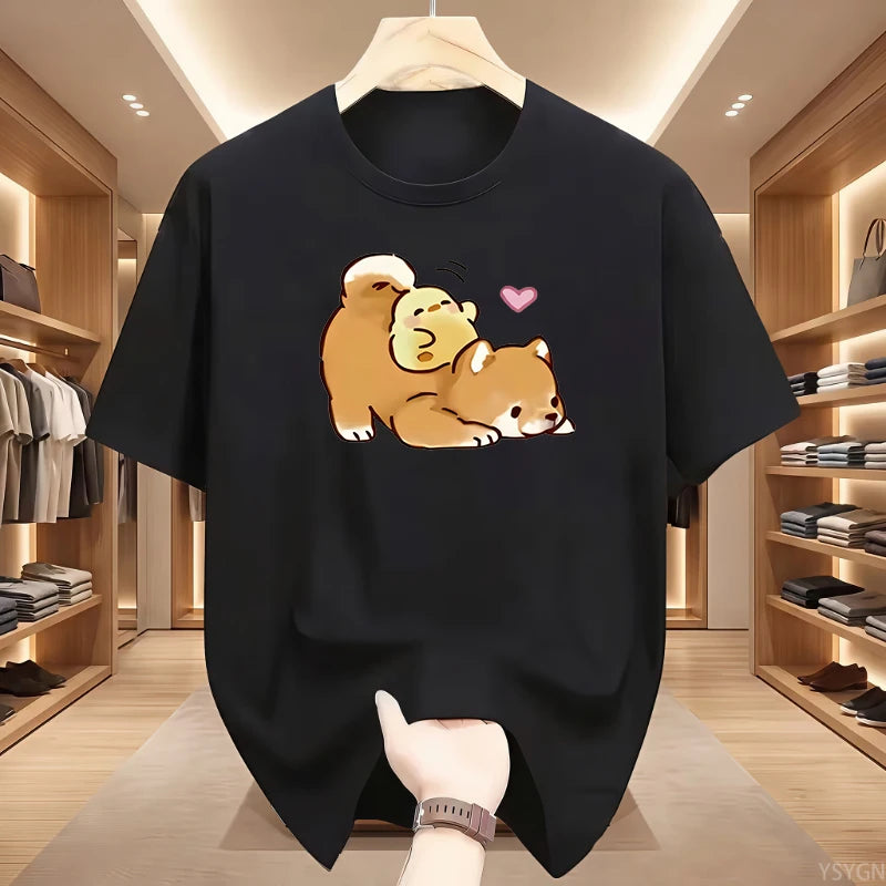 Kawaii Shiba Inu & Chick Graphic T-Shirt