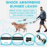 Free Dog Leash with Zipper Pouch, Dual Padded Handles Running Leash for Medium and Large Dog, Retractable Bungee Waist Dog Leash