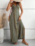 Boho Pattern Backless Split Maxi Dress