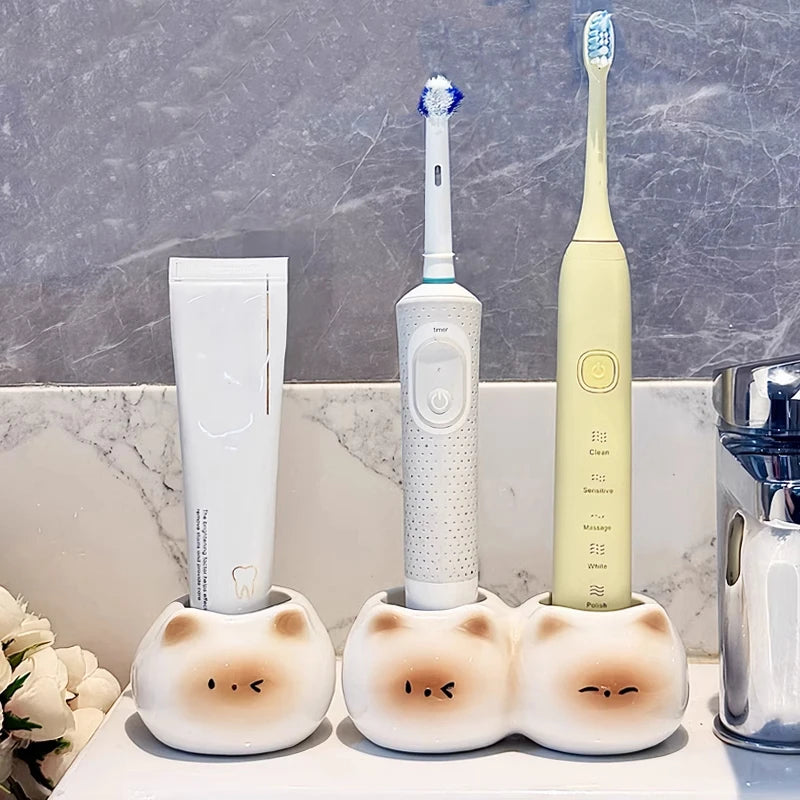 Siamese Cat Ceramic Toothbrush Holder