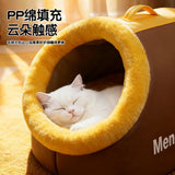 Winter Closed Cat Bed Leather Handheld Pet Bed Small Dog Bed Thickened and Fleece-Lined Warm Cat Sleeping Mat