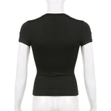 Basic Solid Crop Top Short Sleeve Crewneck Skinny T-shirt Summer Casual Tee for Women Y2K Vintage Top Harajuku Streetwear