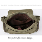 Multiple Pockets Women's Lovely Cat Print Shoulder Messenger Bag Retro Canvas Tote Crossbody Bag Unisex