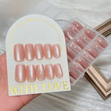 144Pcs Pink Cat Eye Press On Nails Short Square Glitter Pink Acrylic Fake Nail Tips Full Cover Wearable Women False Nails Patch#