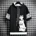 Men's Cat Print Short Sleeve Hoodie