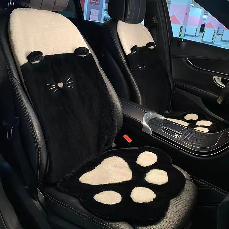 New Car Cushion Plush Warm Cute Cat Paw Car Seat Cushion Head Pillow Car Accessories  Seat Covers for Cars Full Set