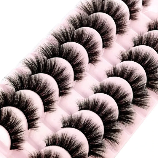 10-Pair Faux Mink Winged Cat Eye Lashes