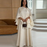 2026 women's Minimalist Cream Two Piece Set Puff Sleeve Blouse Sleeveless Flared Maxi Dress Modest Casual Workwear Daily Outfit