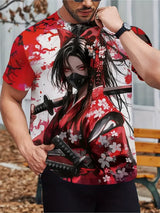 2025 Men's Japanese Samurai Cat Art 3D Print Casual T-shirts Streetwear Tee Tops Summer Men Women Harajuku Short Sleeve Y2k Tees