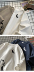 Oversized Cat Moon Print Men's T-Shirt