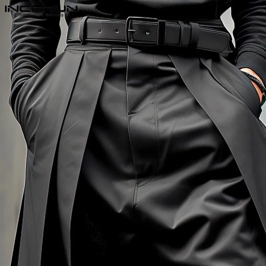 Korean Style New Men's Trousers Pleated Layered Design Pantalons Casual Fashionable Loose Wide Leg Long Pants S-5XL INCERUN 2023