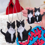Simulated Cat Pendant Car Rearview Mirror 2D Flat Acrylic Pendant Car Keychain Phone Handbag Kitten Decoration Hanging Ornament