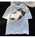 Kawaii Sleeping Cat Embroidered T-Shirt