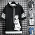 Men's Cat Print Short Sleeve Hoodie