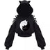 Gothic Cat Ear Crop Top Hoodie
