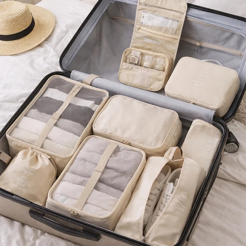 Travel packing cubes organizer set