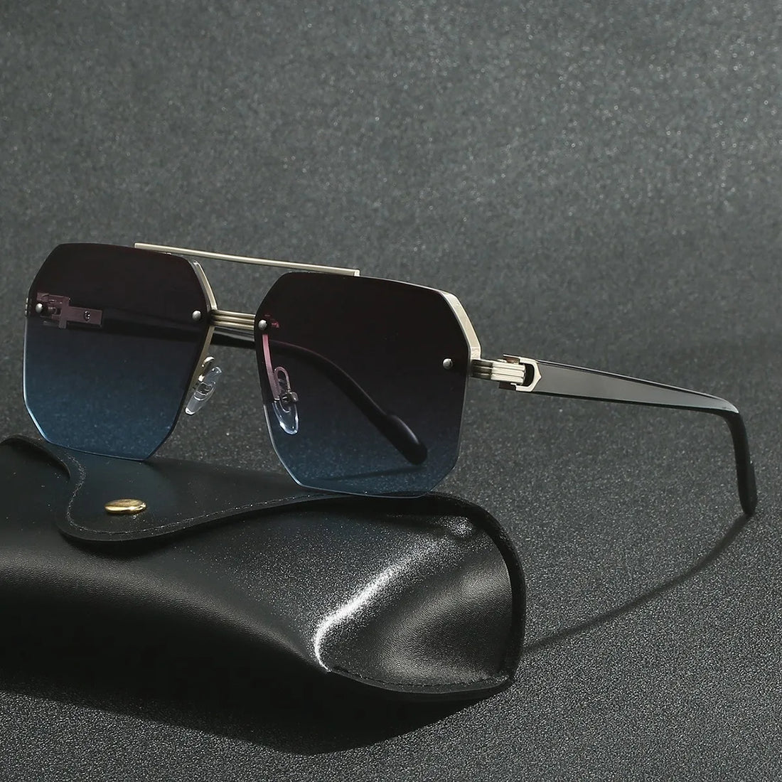 Polygon Sunglasses Rectangle Fashion Metal Frame Women Men Large Square Sun Glasses for Female Male Gradient Traveling Oculos ﻿