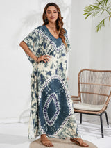 Kaftan Dresses for Women Plus Size Tie Dye Batwing Sleeve Caftans Swimsuit Coverup Maxi Dress Loungewear