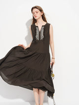 FSLE 2026 Spring Sleeveless V Neck Paisley Print A-Line Dress Two Convertible Midi/Maxi Dress for Vacation Y2K Coastal Style