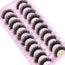 10-Pair Faux Mink Winged Cat Eye Lashes