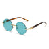 Fashion Classic Rimless Sunglasses Women Men Crystal Dark Green Lens Sun Glasses Retro Round Glasses Outdoor Driving Eyeglasses