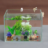 1PCS Cute Simulation Pug Dog Miniature Figurine Fish Tank Edge Hanging Decoration Ornaments Aquarium Pendant Doll Accessories