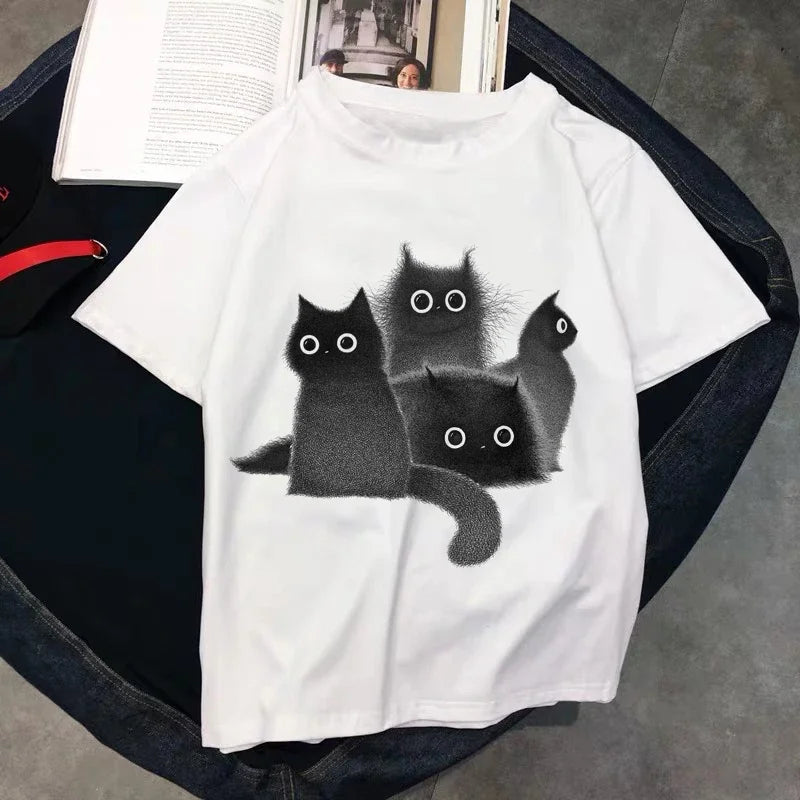 Women's Kawaii Cat Print T-Shirt