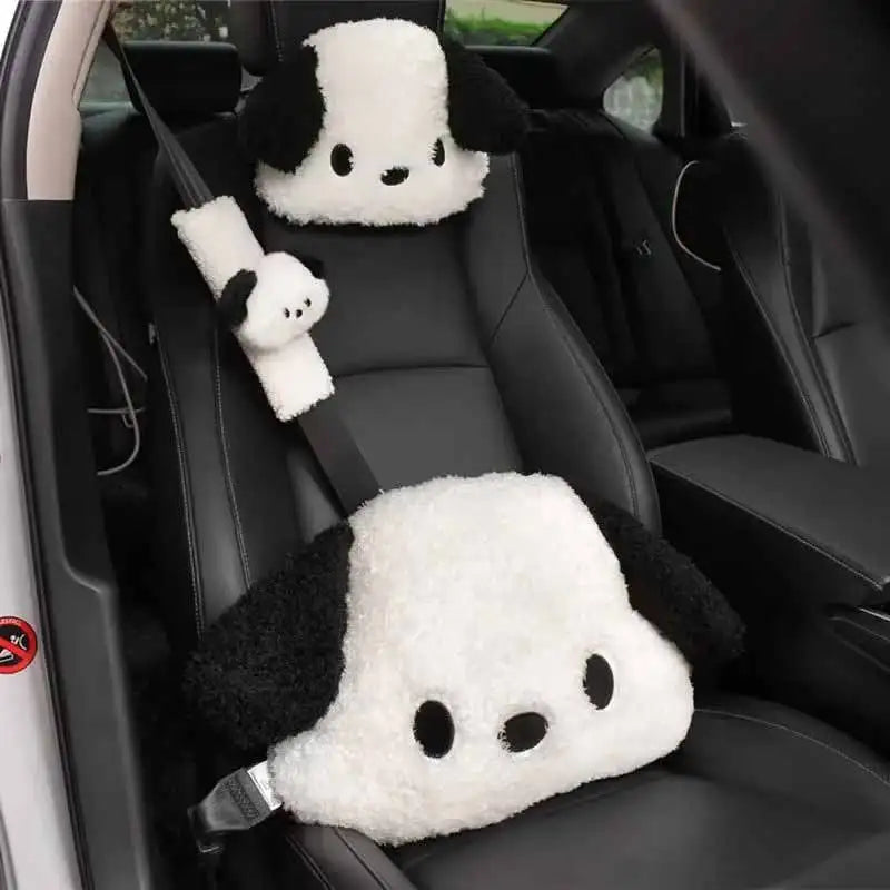 Plush Puppy Car Headrest & Lumbar Pillow