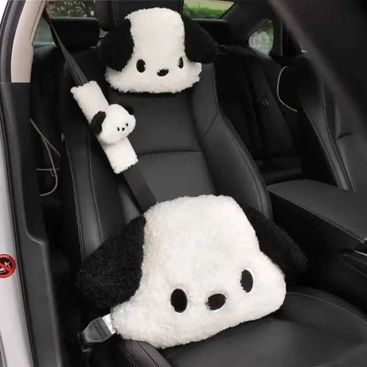 Plush Puppy Car Headrest & Lumbar Pillow