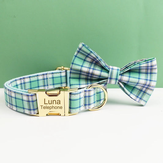Plaid Dog Collar & Leash Set