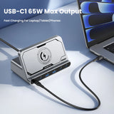 160W 7in 1 USB C Fast Charging Station PD3.0 QC3.0 With Wireless Charging Station Stand For iPhone 15 iPad Samsung Tablet Laptop