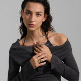 Yhpup Size 678 New Stainless Steel Layered Geometric Cast Statement Ring Rust Proof Metal Texture Attractive Women Jewelry