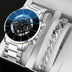 Men's Stainless Steel Big Dial Quartz Watch (2-Piece Set)