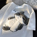 Kawaii Sleeping Cat Embroidered T-Shirt