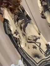 Half Batwing Sleeve Fashion Chic Maxi Dress, Women Spring Summer O Neck Vintage Party Dress, 2025 Loose Patchwork Ladies Dresses