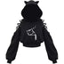 Gothic Cat Ear Crop Top Hoodie