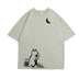 Oversized Cat Moon Print Men's T-Shirt