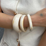 Ingemark 3Pcs/Set Vintage Beige Resin Bangles for Women on Hand 2025 New Trend Boho Stacking Charm Bracelets Y2K Jewelry Gift