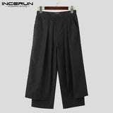 Korean Style New Men's Trousers Pleated Layered Design Pantalons Casual Fashionable Loose Wide Leg Long Pants S-5XL INCERUN 2023