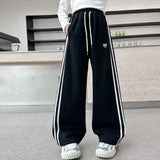 Girl Sports Pants Teenager Spring Wide-leg Casual Trousers 2025 New Children's Straight Loose Pants Kids Autumn Clothing