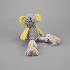 Plush Squeaky Mouse Dog Toy with Cotton Rope Knot - Interactive Self-Play Boredom Relief Pet Chew Toy