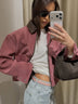 SLTNX Spring Pink Casual Jacket Women's Loose Fit Streetwear Front Zipper Pockets Lounge Wear Daily Outerwear