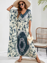Kaftan Dresses for Women Plus Size Tie Dye Batwing Sleeve Caftans Swimsuit Coverup Maxi Dress Loungewear
