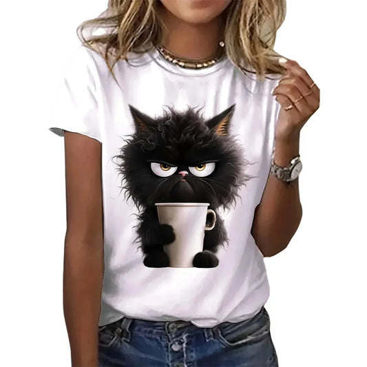 Funny Cat Print Summer T-Shirt