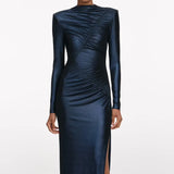 Women Slit long dress long sleeve slim fashion maxi dress
